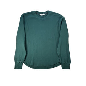 American Giant Thermal Crew Top Womens M Waffle Knit Botanical Green Shirt USA